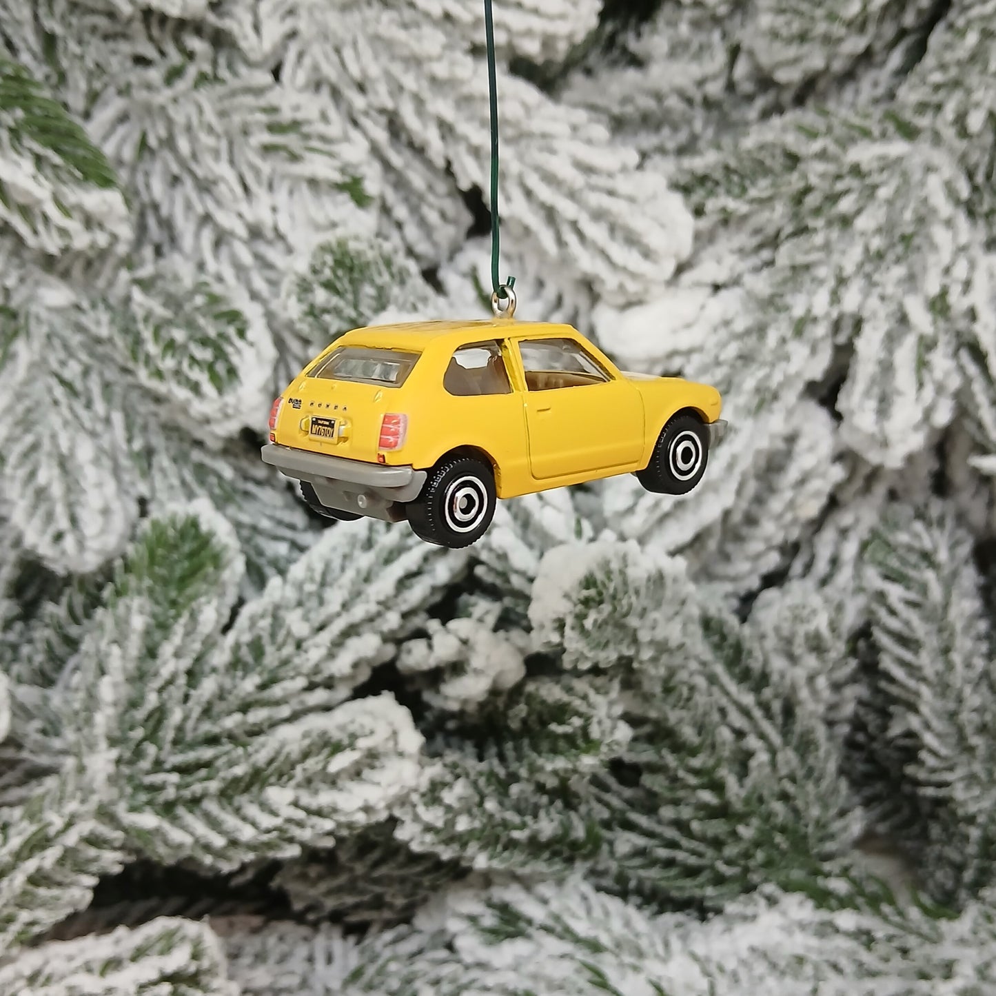 Honda Civic Ornament 1976 CVCC Christmas Gift Idea White Yellow Silver 1973-1979