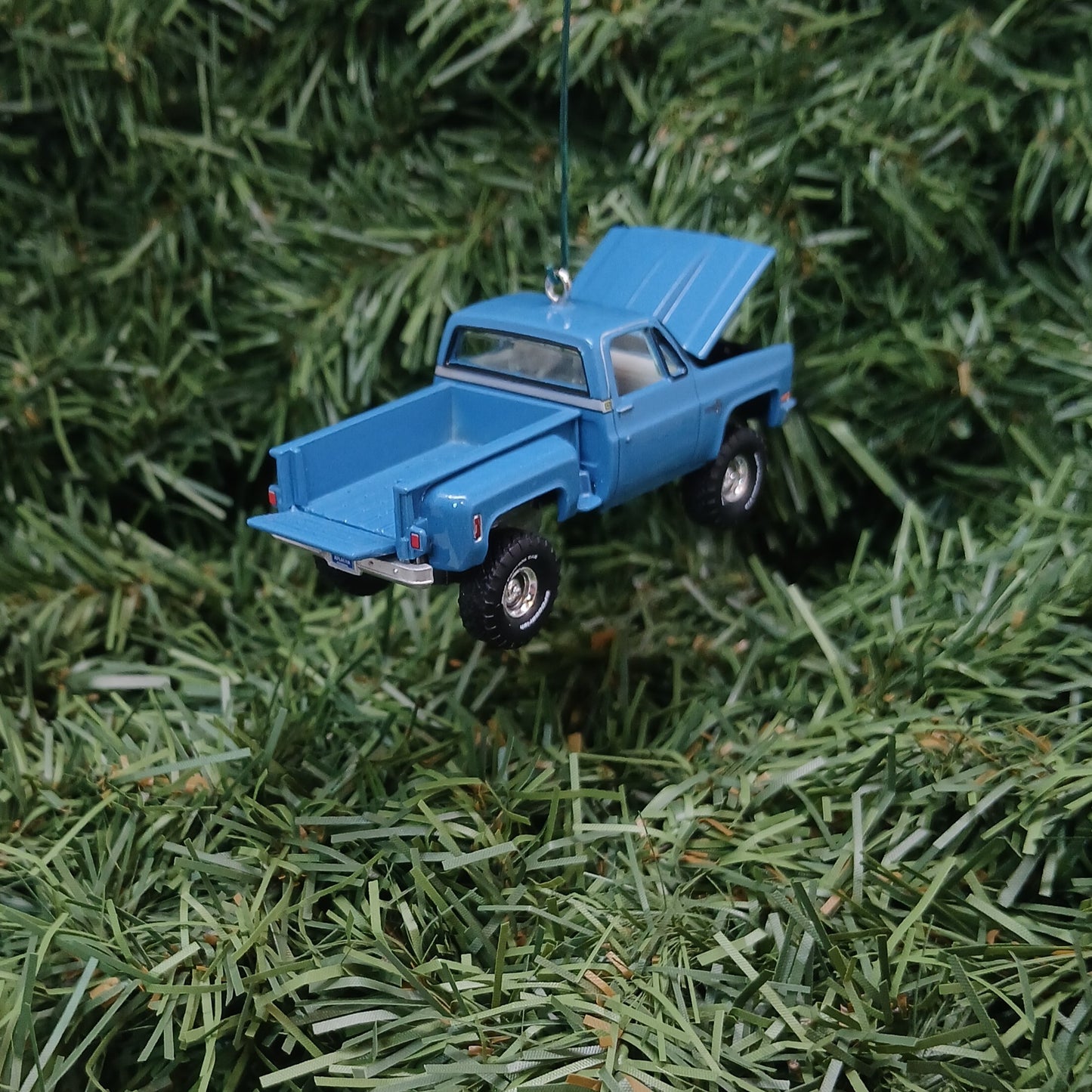 CHEVY SILVERADO Ornament 1981 Christmas Gift Decoration Chevrolet Pickup Truck Medium Blue