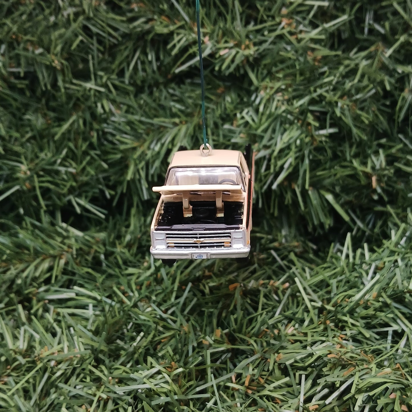Chevy 1985 Silverado Ornament Christmas Gift Chevrolet Fleetside Short Bed Truck Tan Dark-Brown