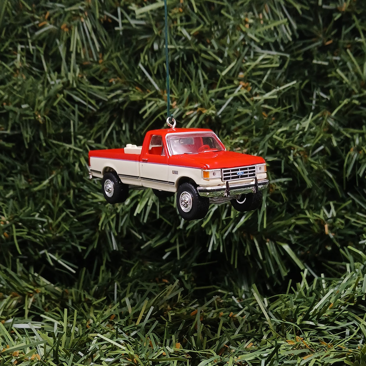 Ford F-250 Christmas Ornament 1991 F250 XLT Pickup Truck Unique Gift Idea Xmas Decoration 3 inch Blue/Tan (Copy)