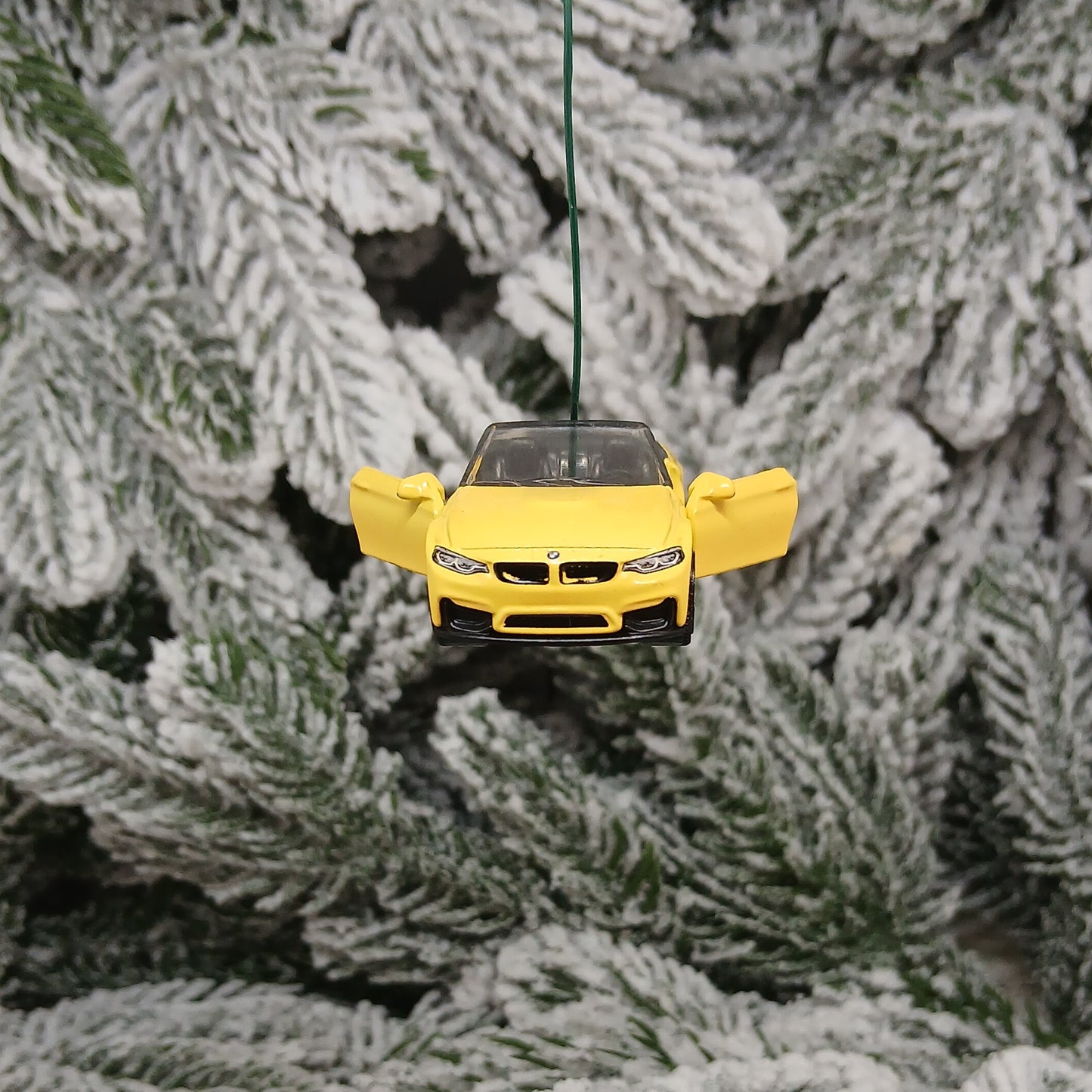 BMW M4 Ornament Christmas Tree Gift Decoration Cabriolet Convertible Doors Open Yellow