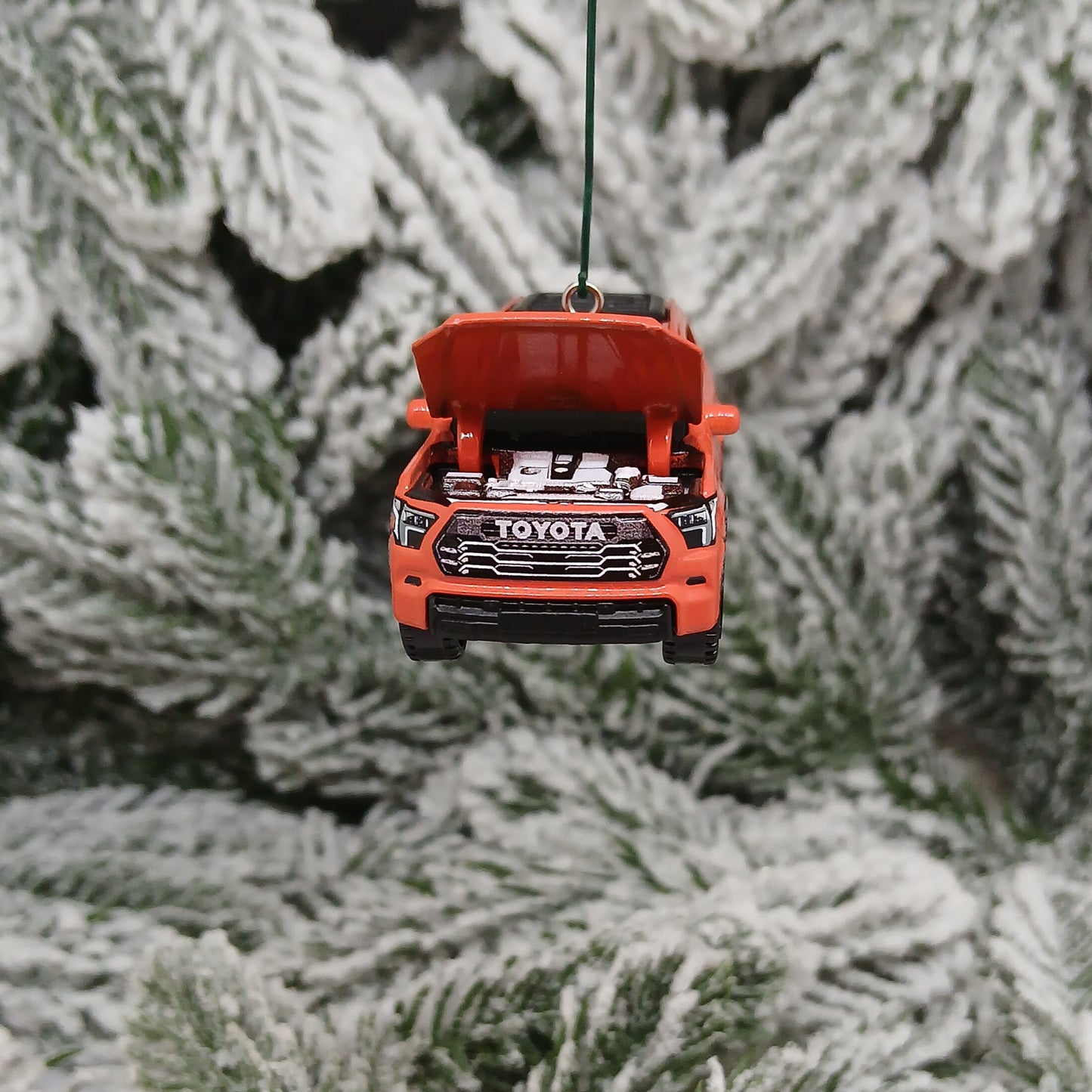 TOYOTA Sequoia Ornament 2024 TRD Pro Christmas Tree Decoration Gift Idea Orange/Solar Octane Hood Opens