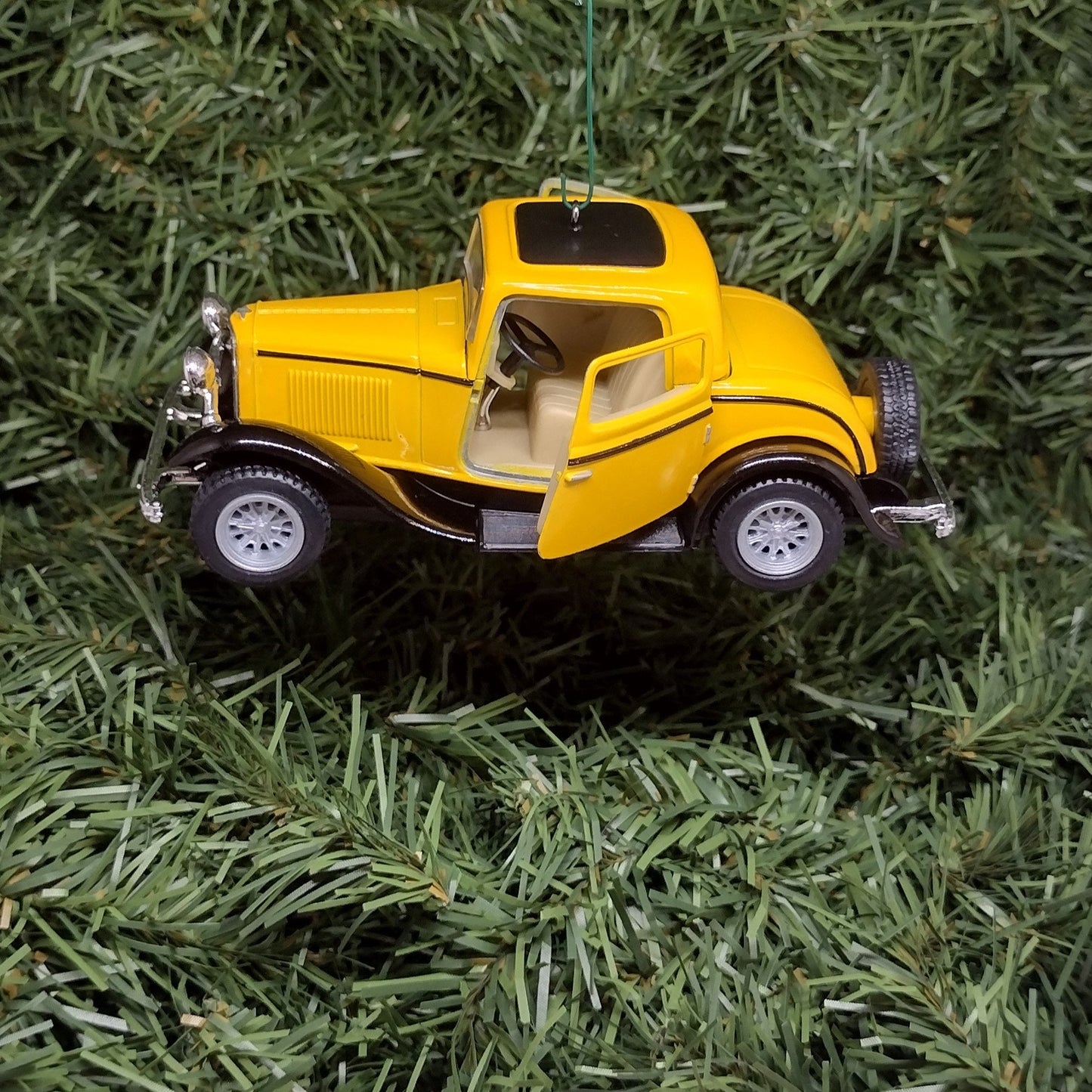 1932 FORD Ornament 3 Window Coupe Christmas Tree Decoration Unique Xmas Gift Idea 5 inches long yellow