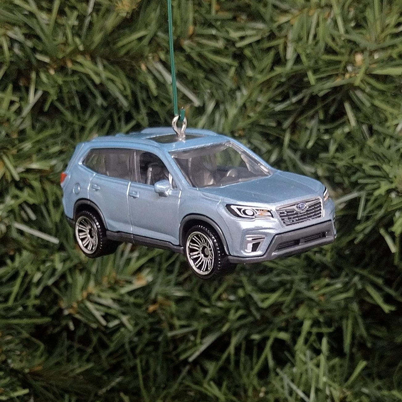 Subaru Forester Christmas Ornament Unique Gift Idea 2019 2020 2021 Car Xmas Tree Decoration Light Blue