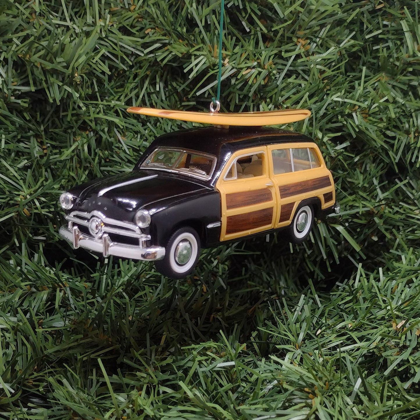 FORD 1949 Woodie Wagon Ornament Christmas Tree Decoration Fun Automotive Unique Xmas Gift Idea 5 Inch Woody Station Wagon Black