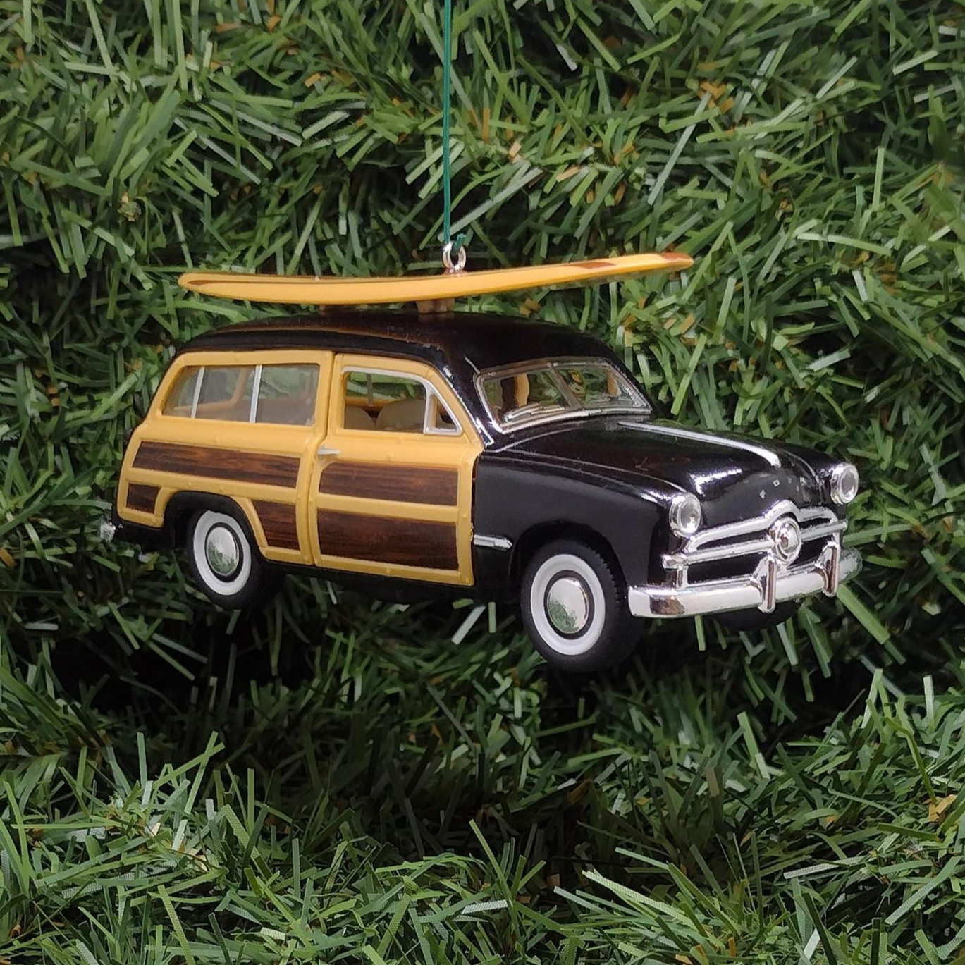 FORD 1949 Woodie Wagon Ornament Christmas Tree Decoration Fun Automotive Unique Xmas Gift Idea 5 Inch Woody Station Wagon Black