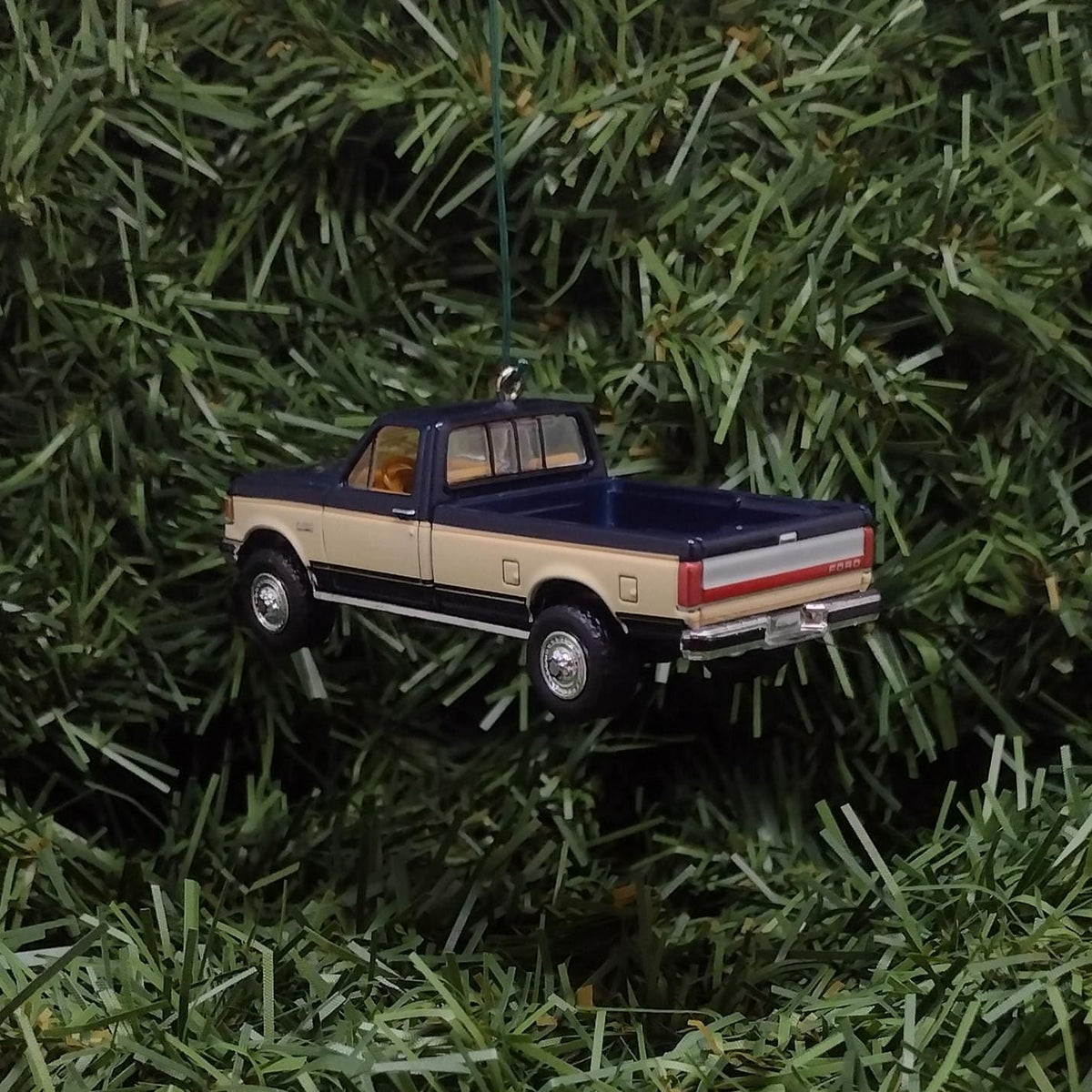 Ford F-150 Christmas Ornament 1991 F150 XLT Pickup Truck Unique Gift Idea Xmas Decoration 3 inch Blue/Tan