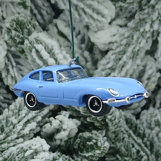 JAGUAR 1961 E-TYPE Ornament Christmas Gift Xmas Tree Decoration Jag Coupe Light Blue