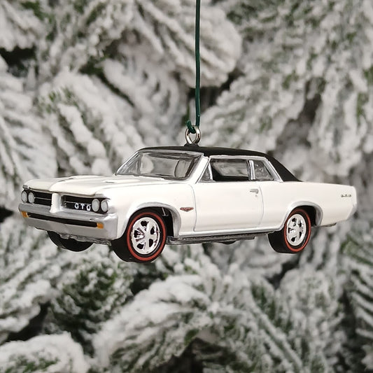 Pontiac 1964 GTO Ornament Christmas Gift Xmas Tree Decoration Classic Muscle Car White/Black