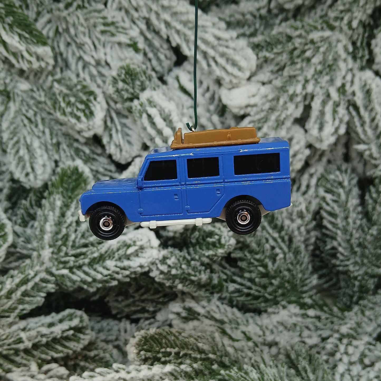 LAND ROVER 1965 Safari Ornament Christmas Tree Decoration Gift Blue Green 4x4 suv Gen II