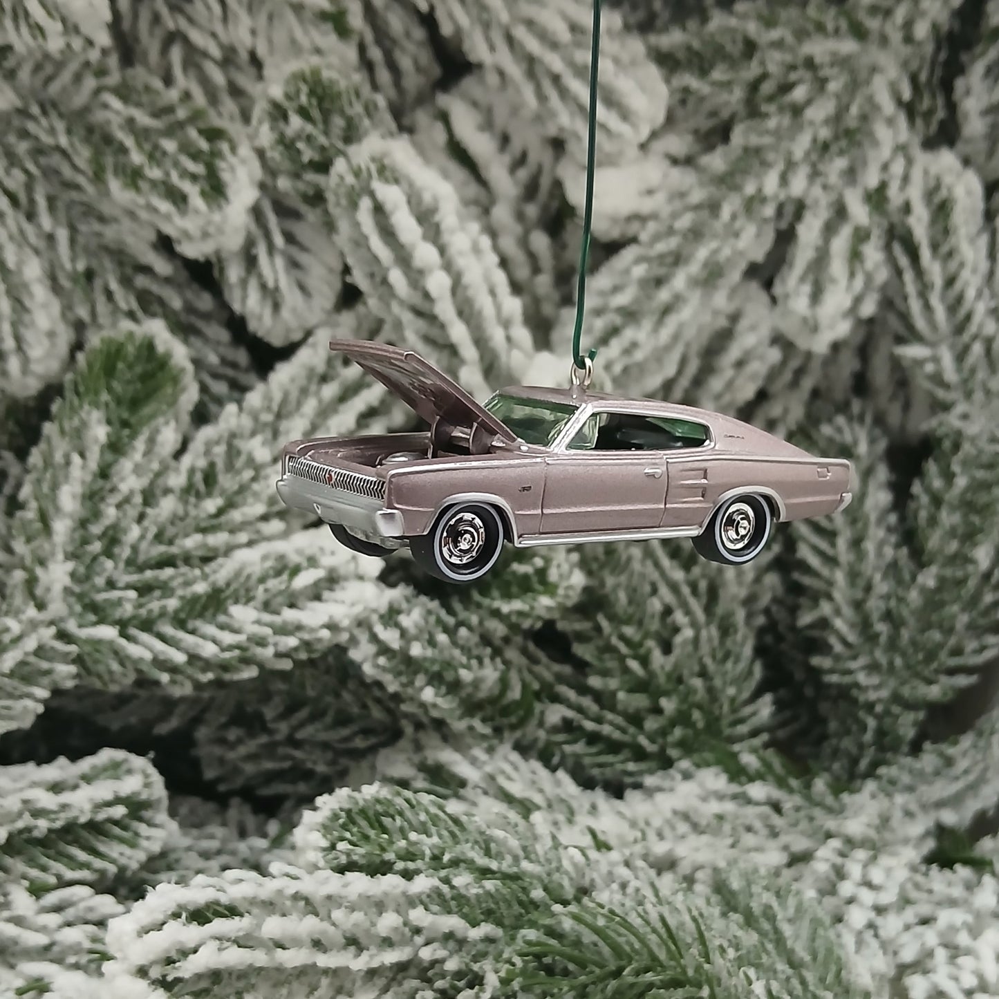 DODGE 1967 CHARGER Ornament Christmas Gift Idea Mauve Mopar Muscle Car 1966 Hood Opens