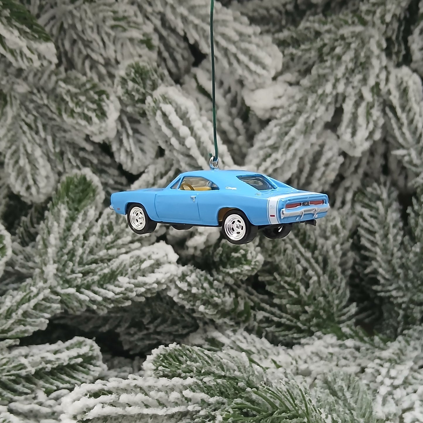 DODGE 1969 CHARGER R/T Ornament Christmas Tree Decoration Gift Light Blue Hood Opens