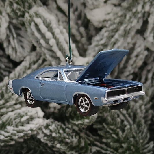 DODGE 1969 CHARGER R/T Ornament Christmas Gift Xmas Tree Decoration Light Blue Mopar Muscle Car