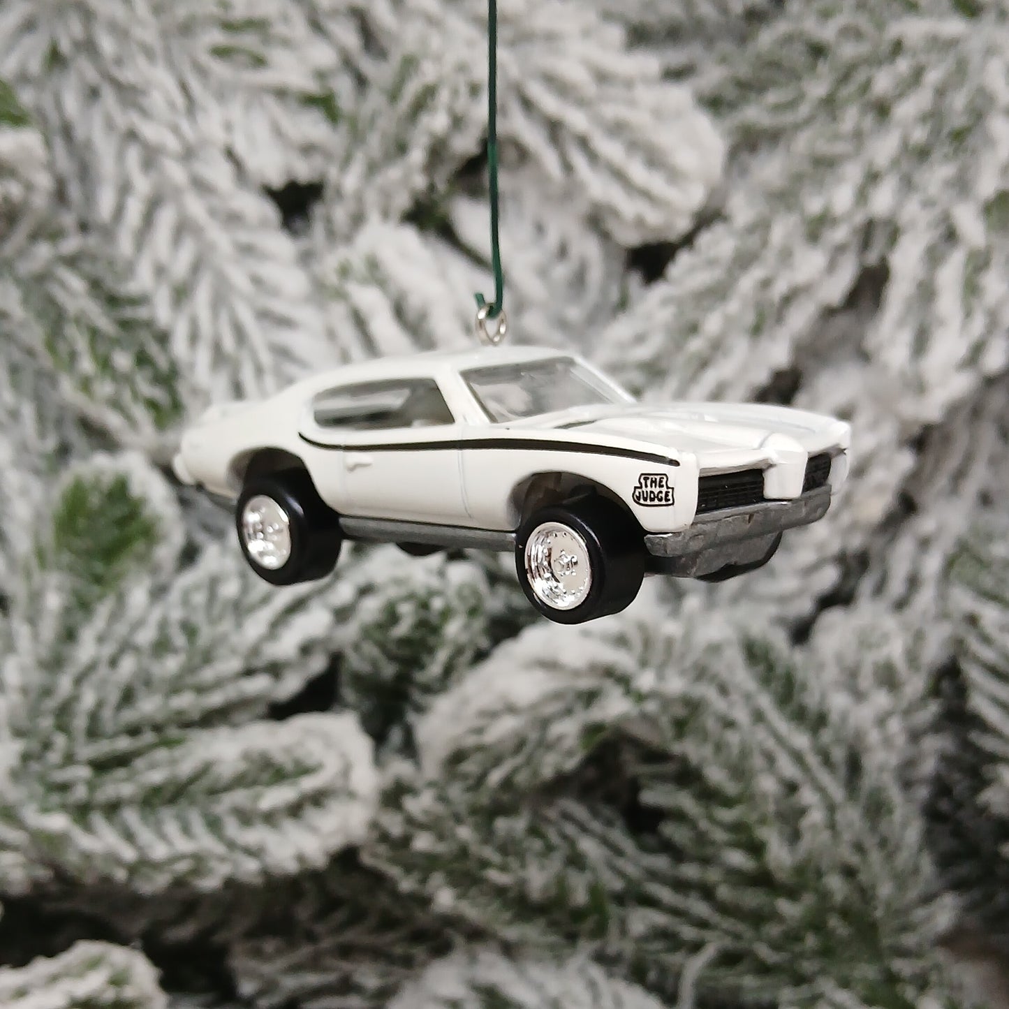 PONTIAC GTO JUDGE 1969 Ornament Christmas Tree Decoration Unique Automotive Xmas Gift Idea White Hood Opens