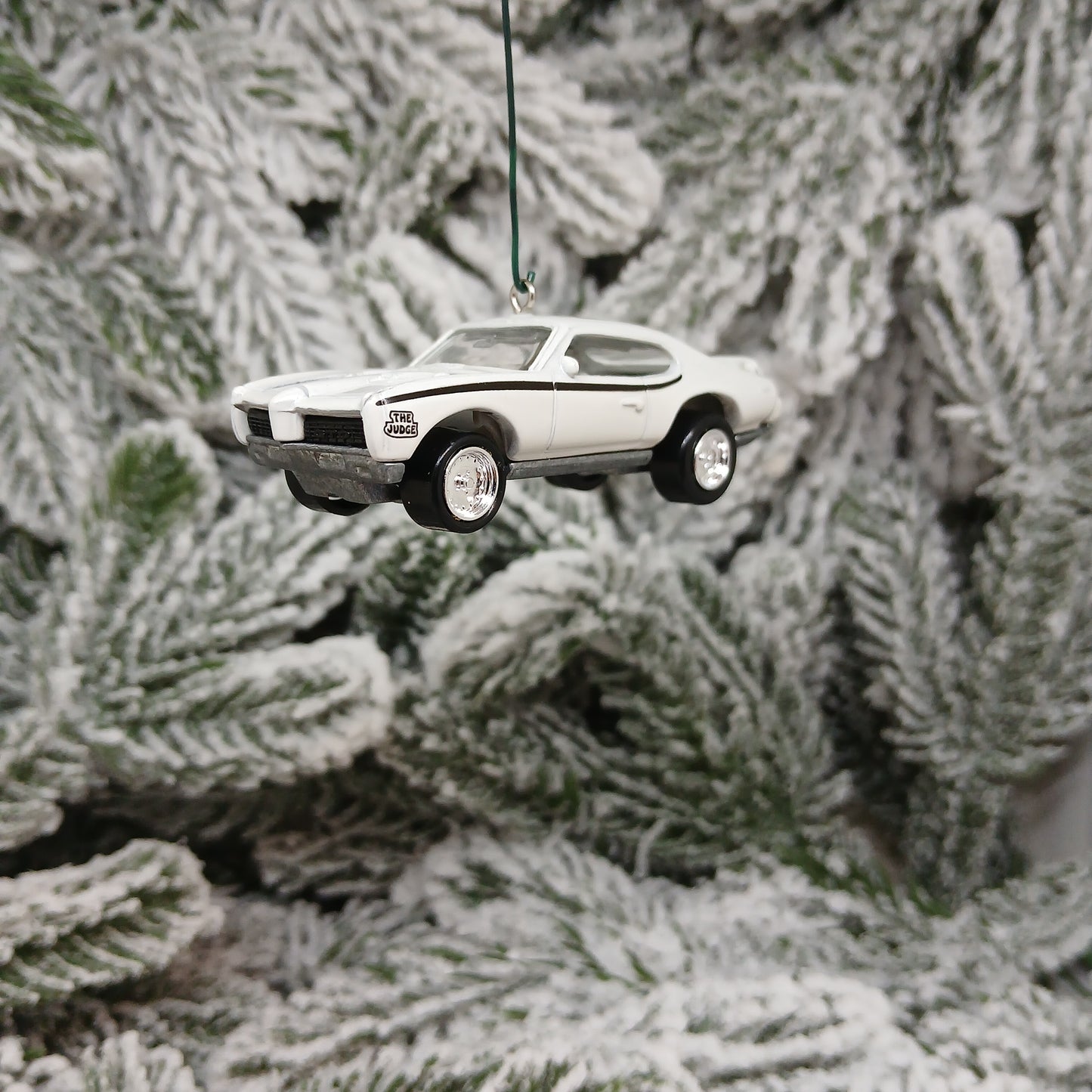 PONTIAC GTO JUDGE 1969 Ornament Christmas Tree Decoration Unique Automotive Xmas Gift Idea White Hood Opens