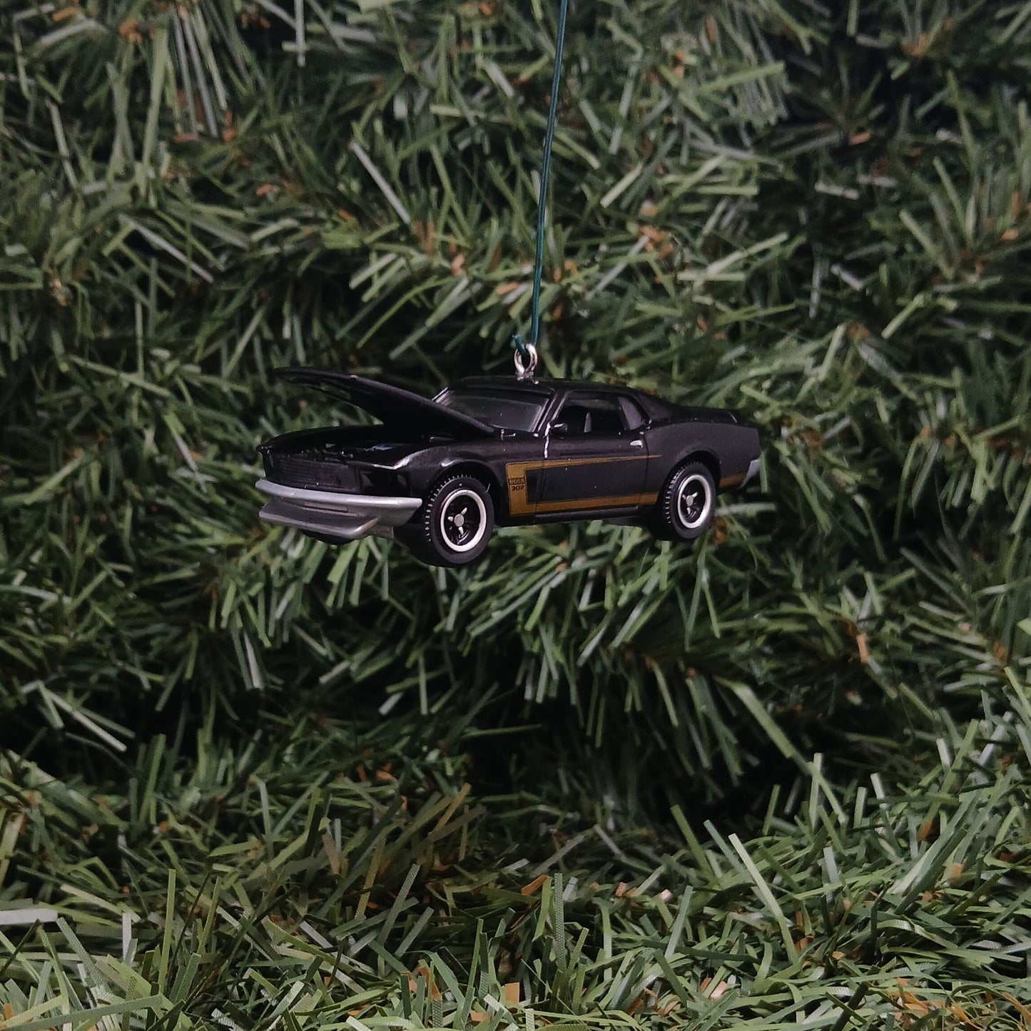 Ford Mustang Ornament 1969 Boss 302 Christmas Gift Xmas Tree Decoration Black Hood Opens