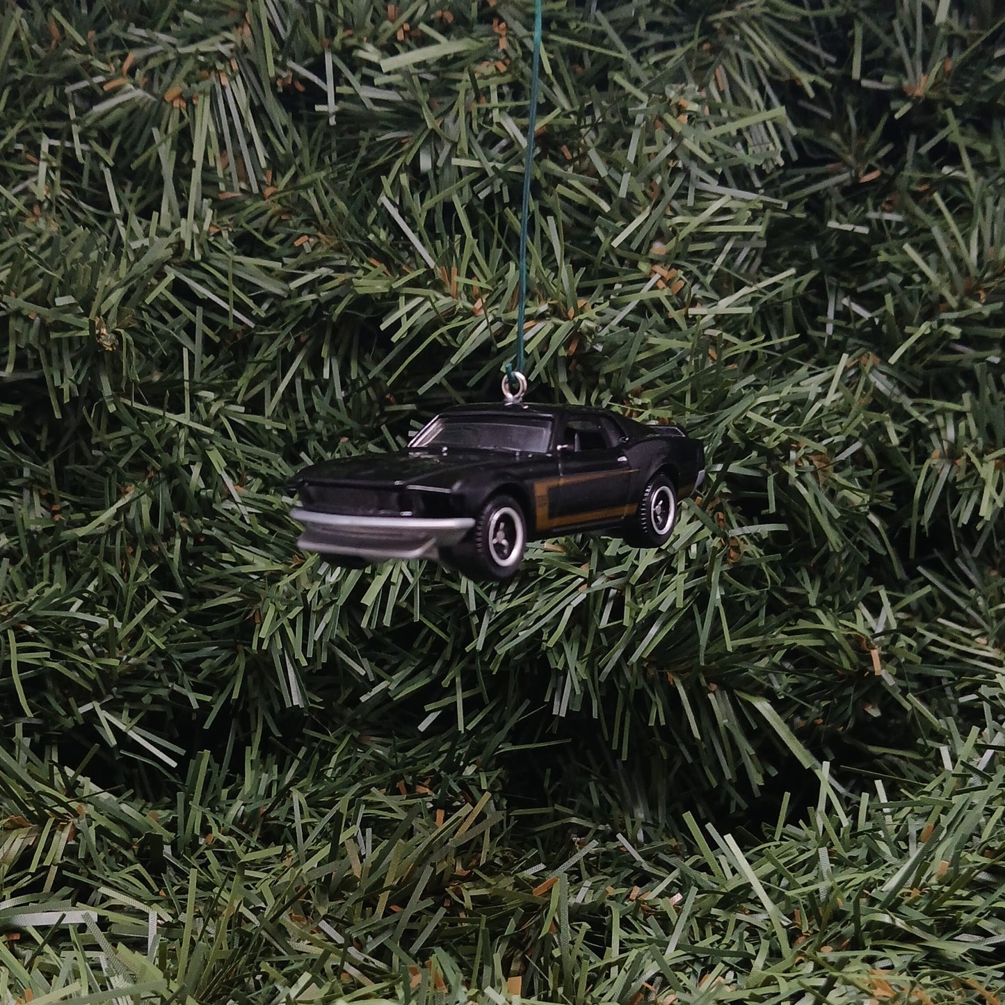 Ford Mustang Ornament 1969 Boss 302 Christmas Gift Xmas Tree Decoration Black Hood Opens