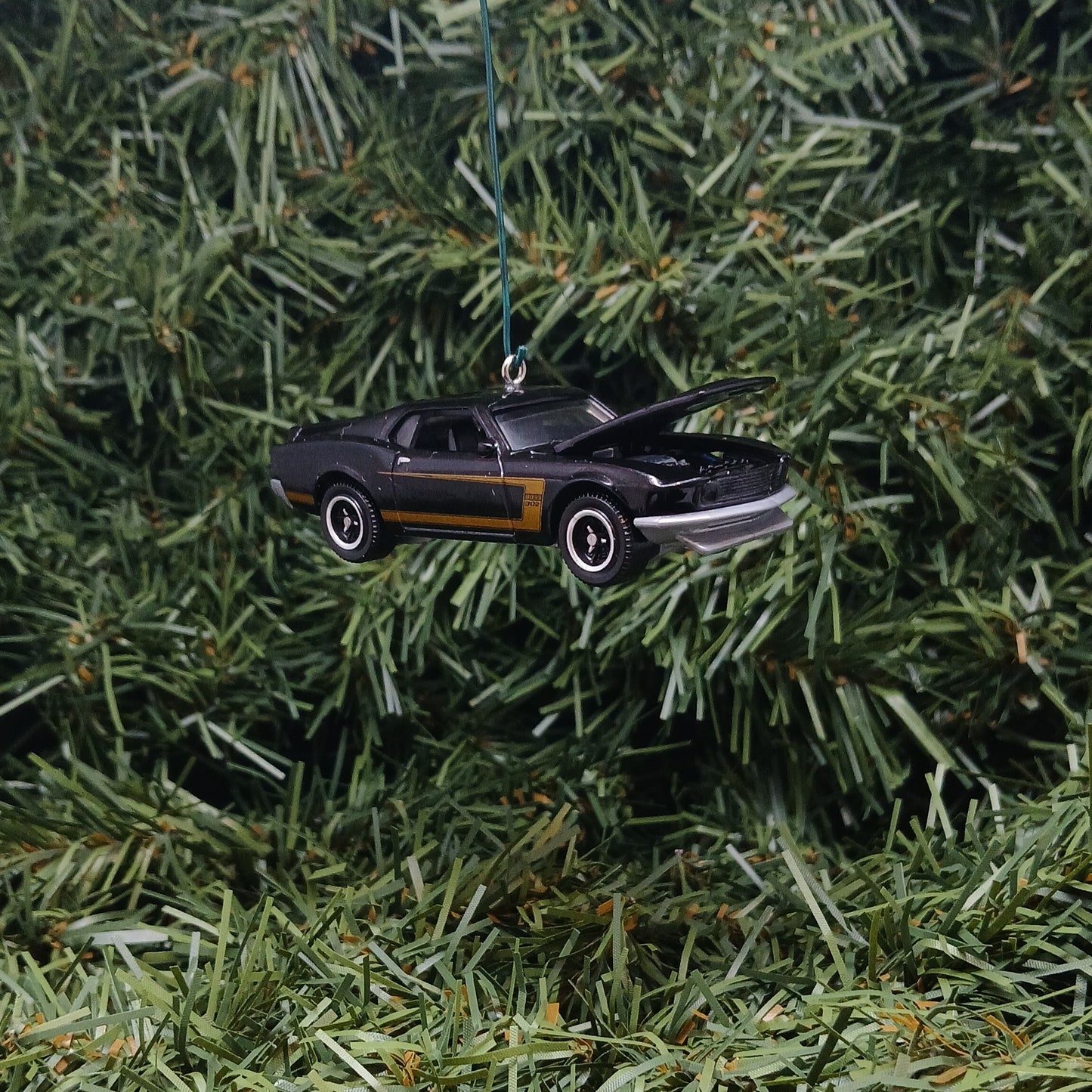 Ford Mustang Ornament 1969 Boss 302 Christmas Gift Xmas Tree Decoration Black Hood Opens