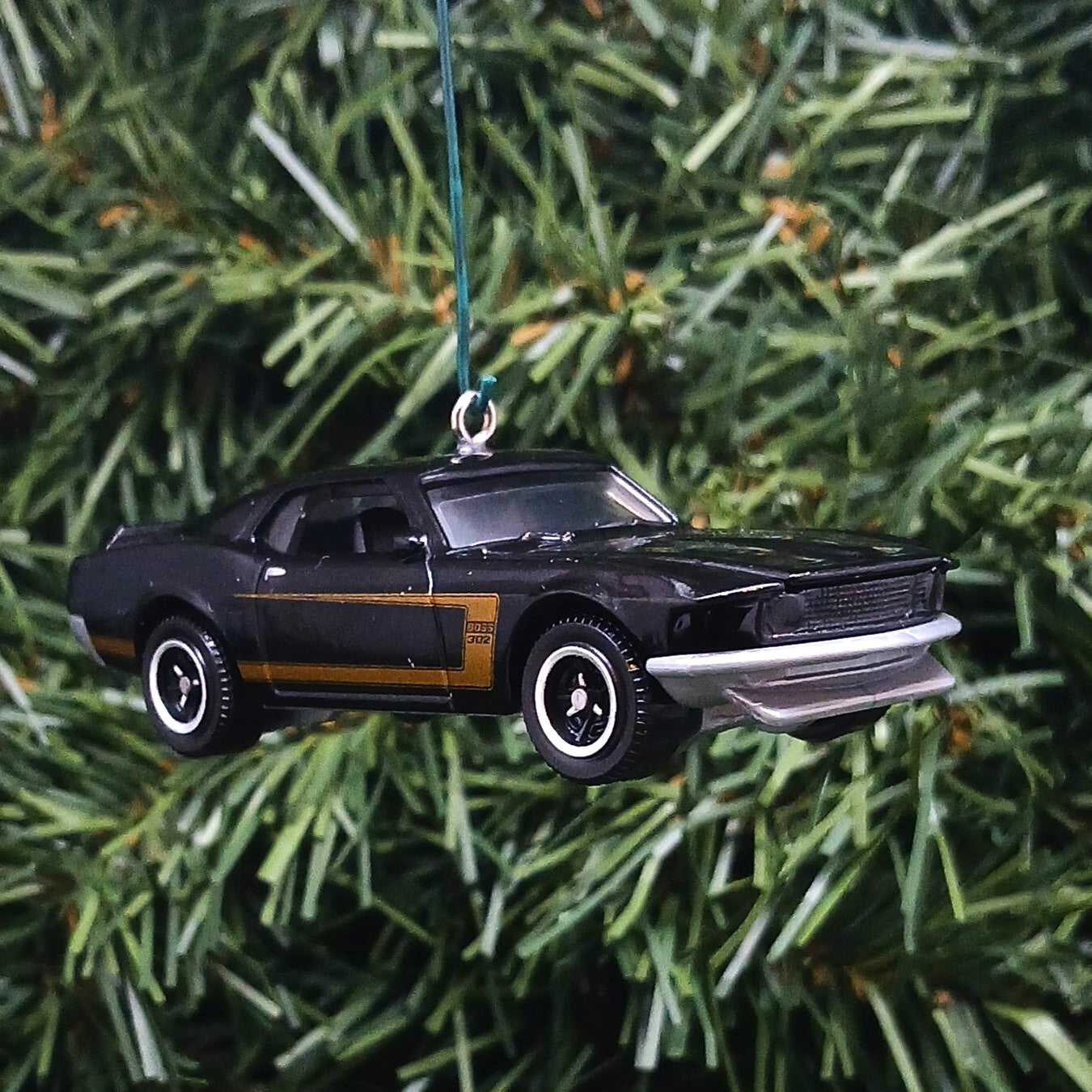 Ford Mustang Ornament 1969 Boss 302 Christmas Gift Xmas Tree Decoration Black Hood Opens