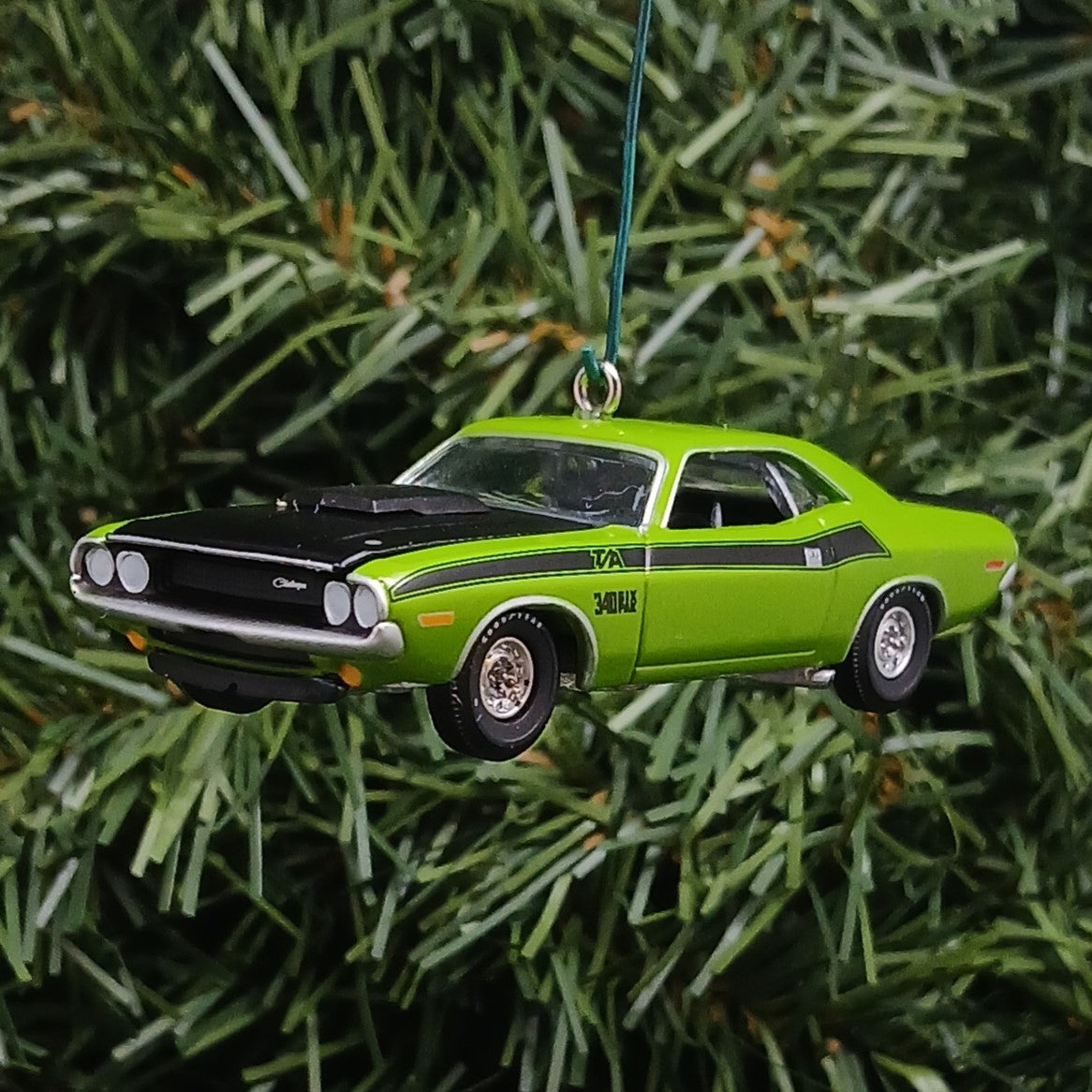 Dodge 1970 Challenger T/A Ornament Christmas Gift Xmas Decoration 340 Six Pack Mopar Green Go