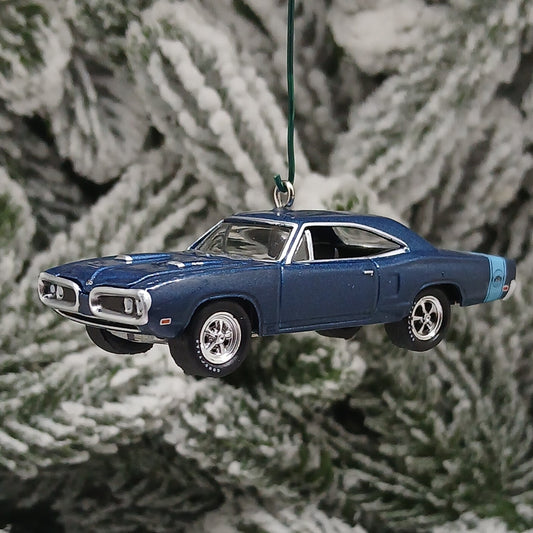 Dodge 1970 Super Bee Ornament Christmas Gift Mopar Coronet Blue Hood Opens