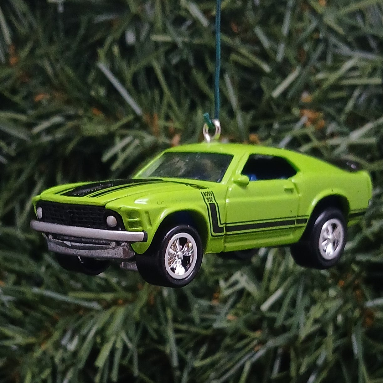 Ford 1970 Mustang Ornament Christmas Gift Boss 302 Xmas Tree Decoration Bright Green