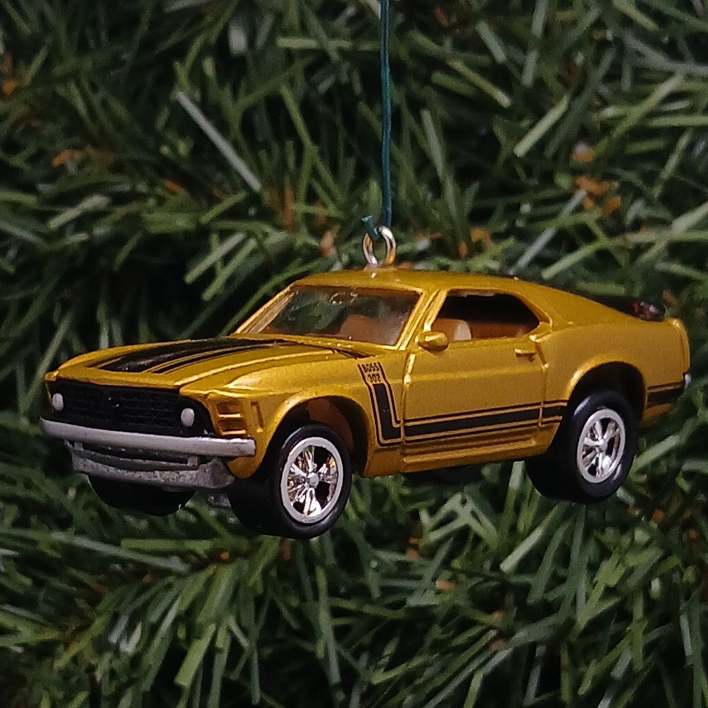 Ford 1970 Mustang Ornament Christmas Gift Boss 302 Xmas Tree Decoration Gold
