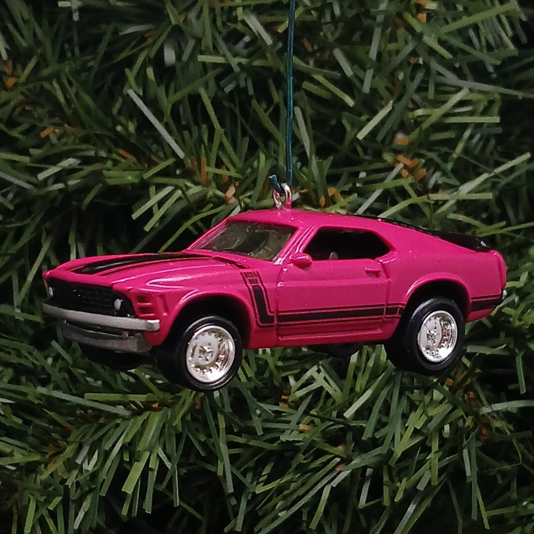 Ford 1970 Mustang Ornament Christmas Gift Boss 302 Xmas Tree Decoration Pink/Purple