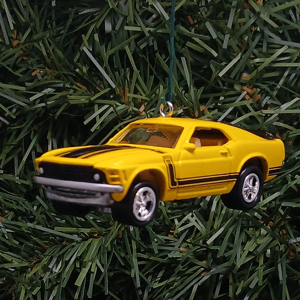 Ford 1970 Mustang Ornament Christmas Gift Boss 302 Xmas Tree Decoration Yellow
