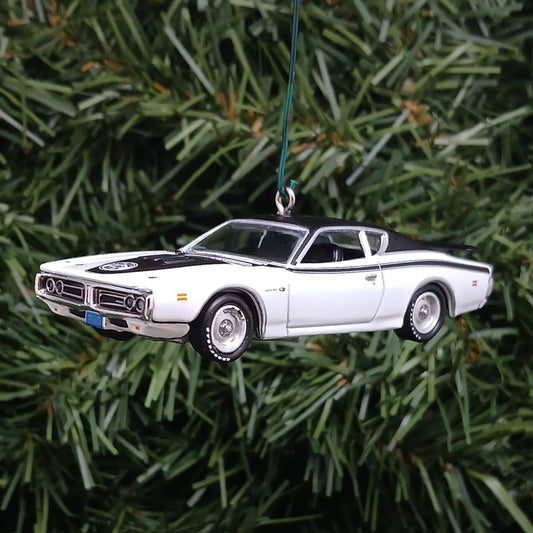 Dodge Charger Super Bee Ornament 1971 Mopar Christmas Tree Decoration Unique Gift Idea White Hood Opens
