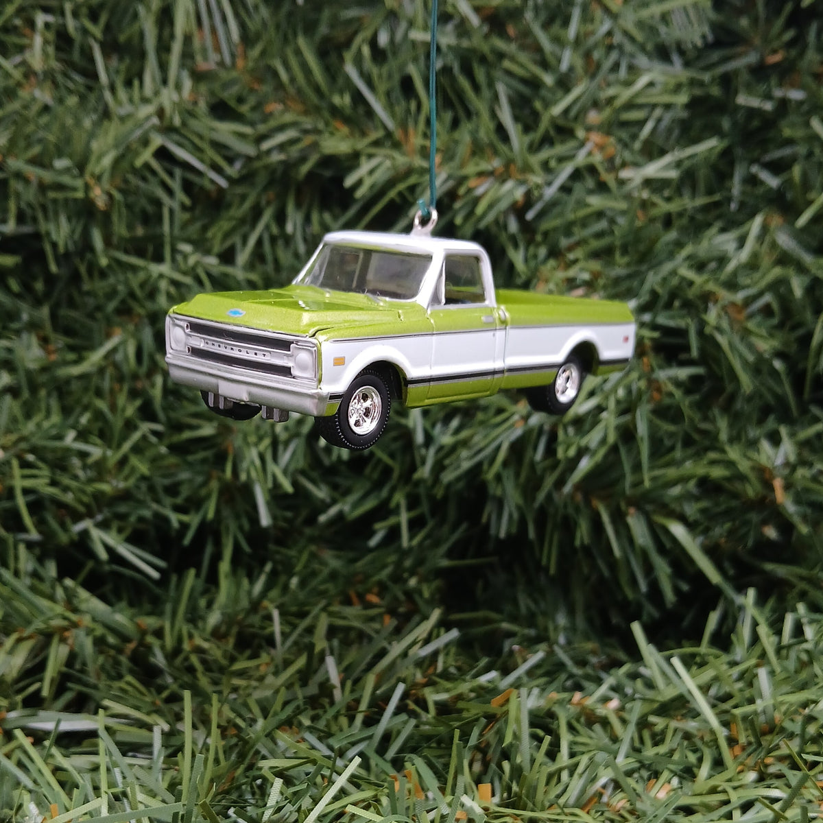 1972 Chevy C10 Truck Ornament Christmas Gift Idea C-10 Chevrolet Pickup Xmas Decoration Green White