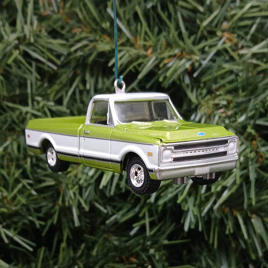 1972 Chevy C10 Truck Ornament Christmas Gift Idea C-10 Chevrolet Pickup Xmas Decoration Green White