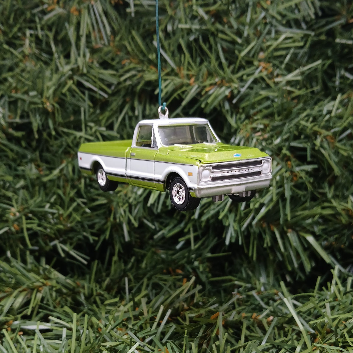 1972 Chevy C10 Truck Ornament Christmas Gift Idea C-10 Chevrolet Pickup Xmas Decoration Green White