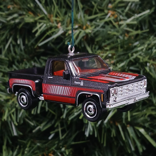 Chevy 1975 Truck Ornament Christmas Gift Idea Chevrolet Stepside Pickup Xmas Tree Decoration Black