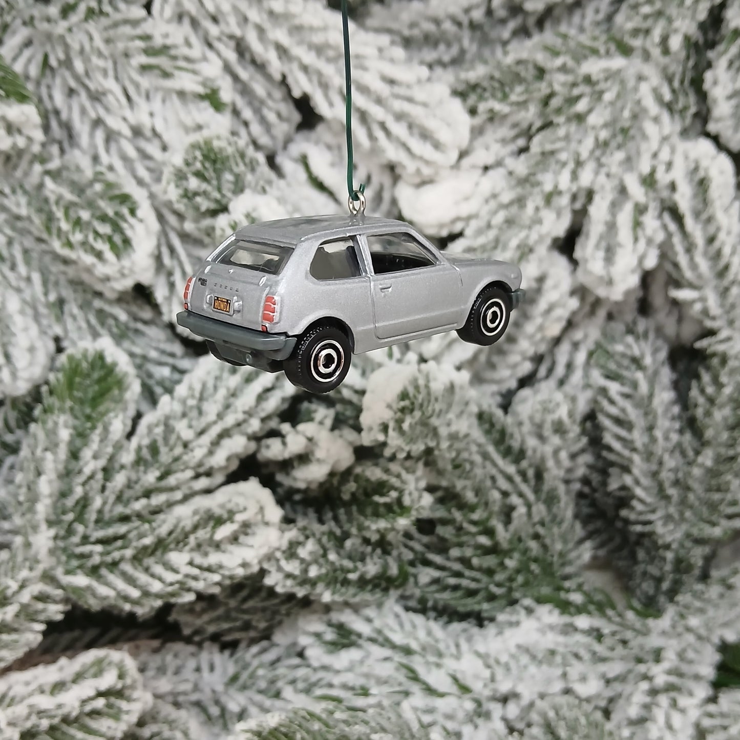 Honda Civic Ornament 1976 CVCC Christmas Gift Idea White Yellow Silver 1973-1979