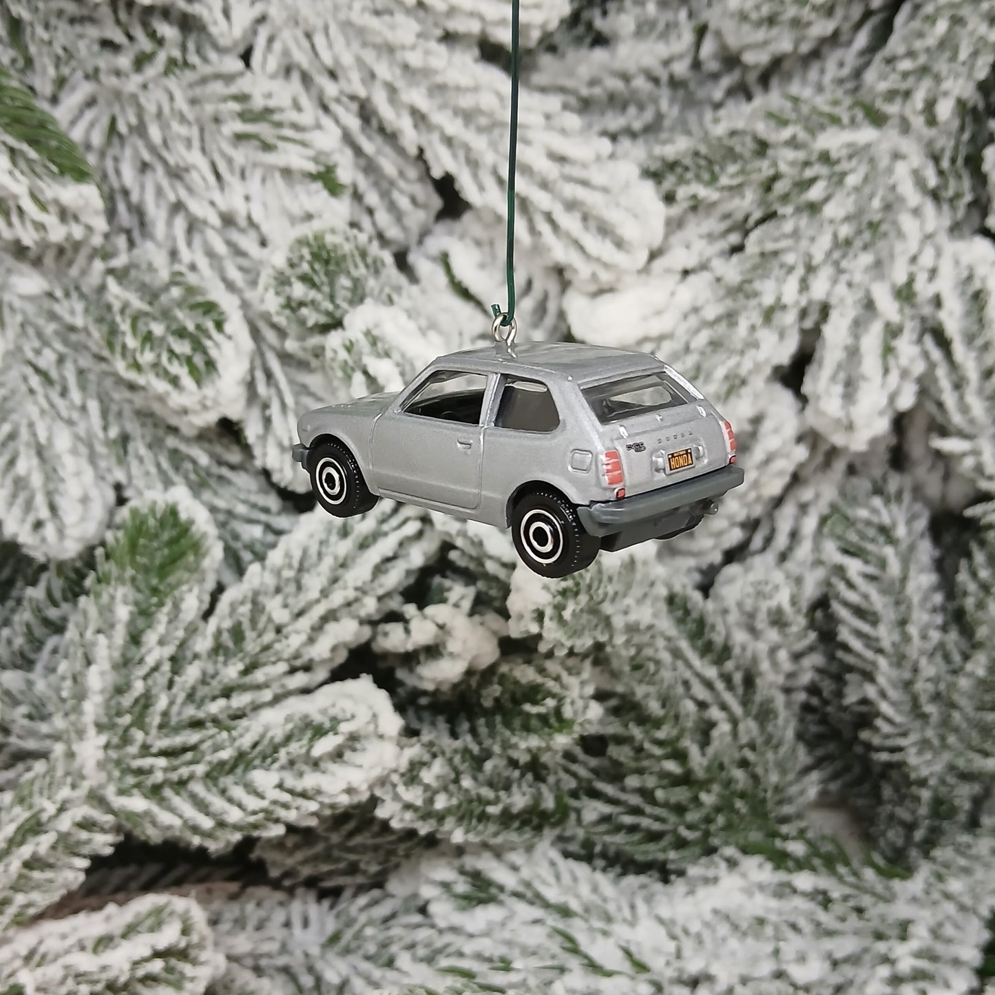Honda Civic Ornament 1976 CVCC Christmas Gift Idea White Yellow Silver 1973-1979