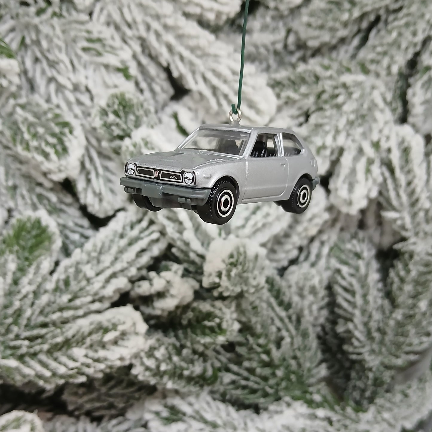 Honda Civic Ornament 1976 CVCC Christmas Gift Idea White Yellow Silver 1973-1979