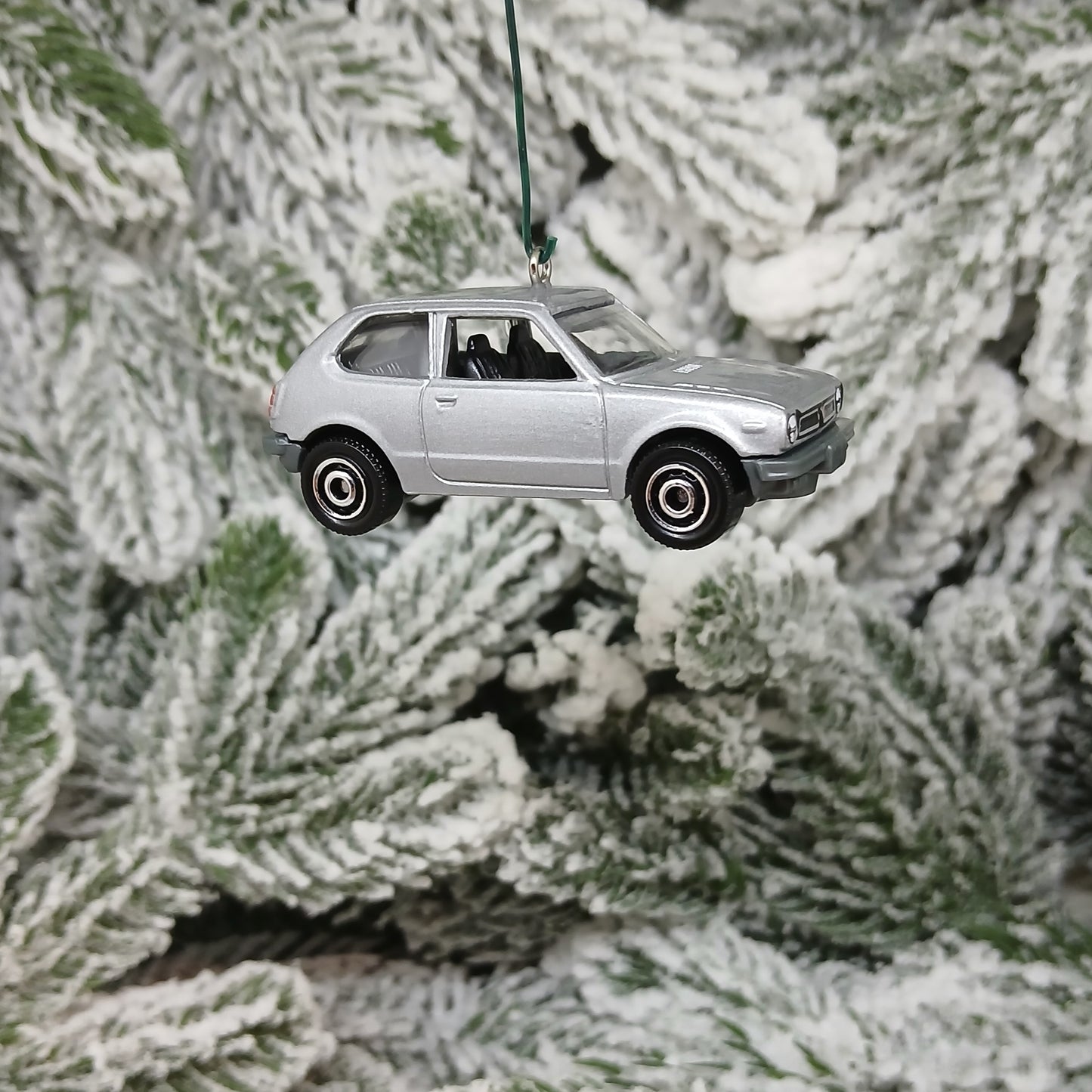 Honda Civic Ornament 1976 CVCC Christmas Gift Idea White Yellow Silver 1973-1979