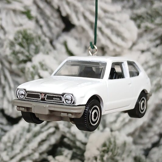 Honda Civic Ornament 1976 CVCC Christmas Gift Idea White Yellow Silver 1973-1979