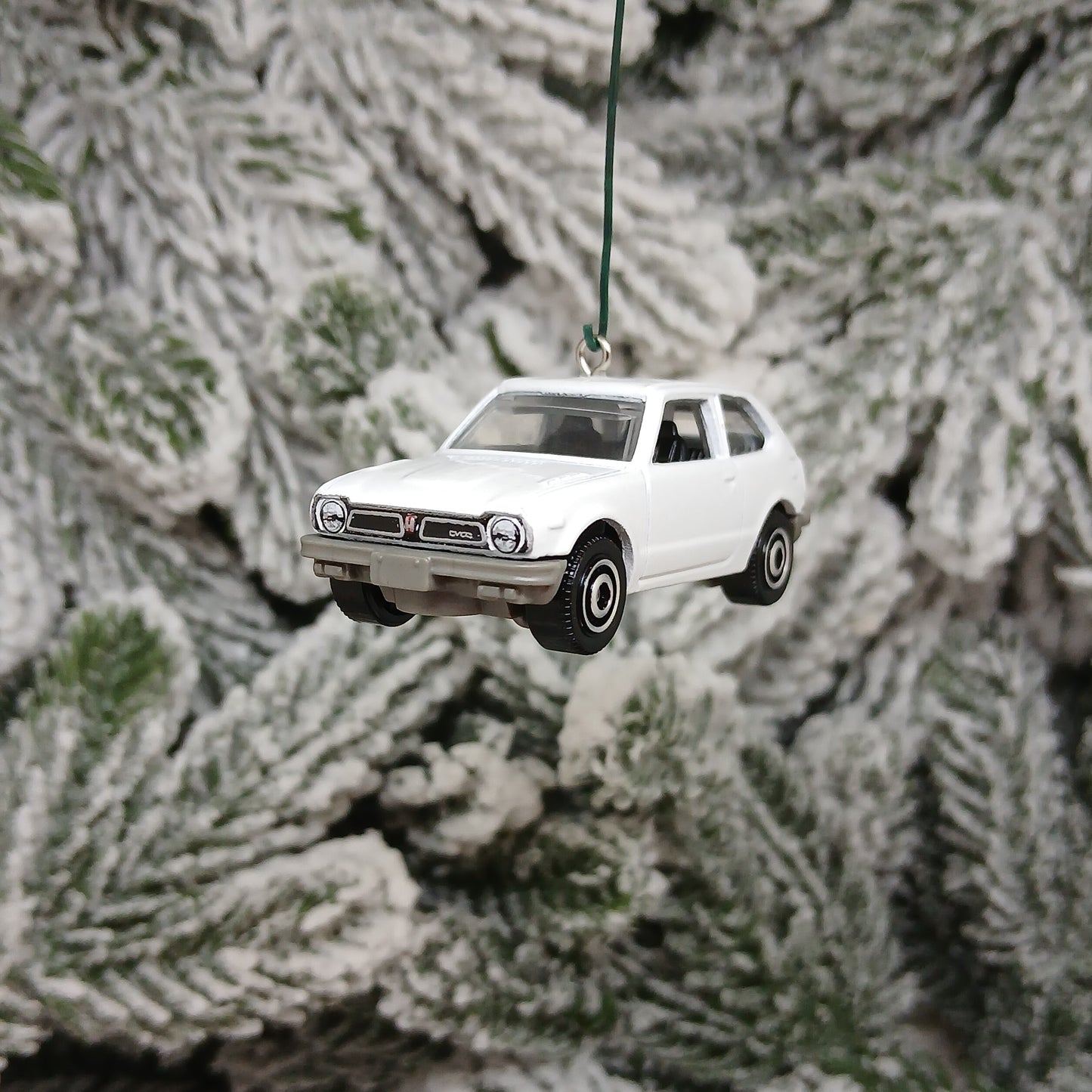 Honda Civic Ornament 1976 CVCC Christmas Gift Idea White Yellow Silver 1973-1979