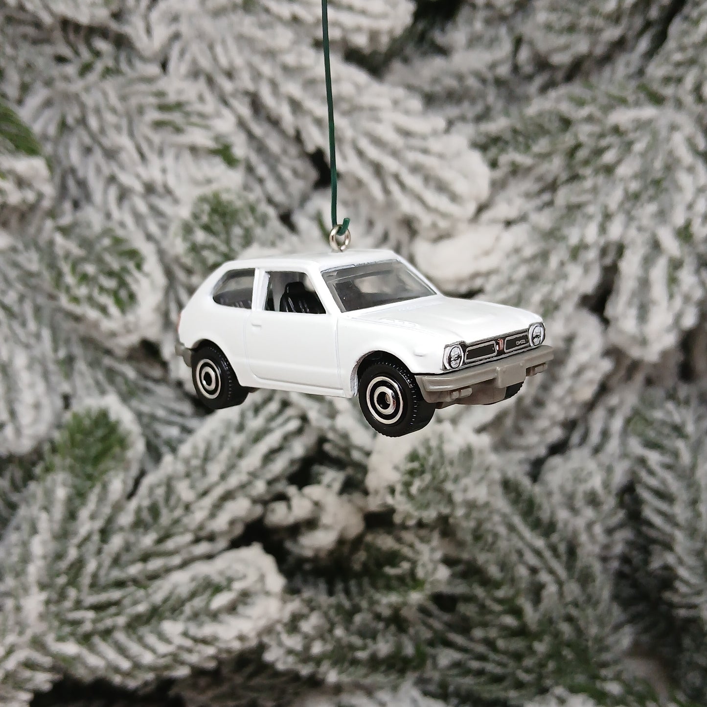 Honda Civic Ornament 1976 CVCC Christmas Gift Idea White Yellow Silver 1973-1979