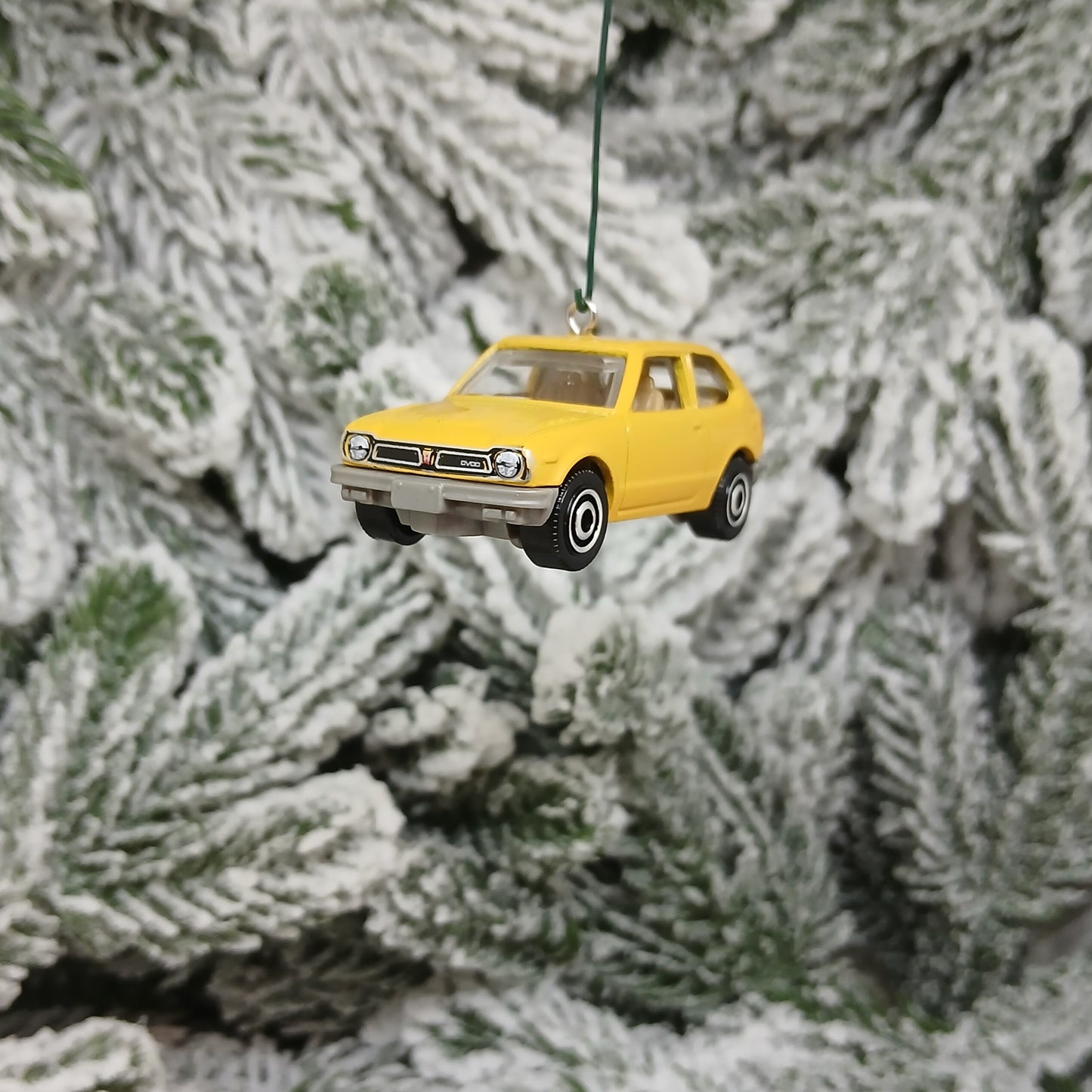 Honda Civic Ornament 1976 CVCC Christmas Gift Idea White Yellow Silver 1973-1979