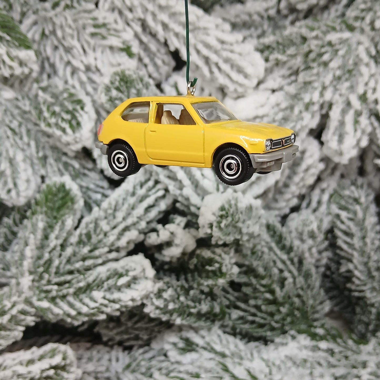 Honda Civic Ornament 1976 CVCC Christmas Gift Idea White Yellow Silver 1973-1979