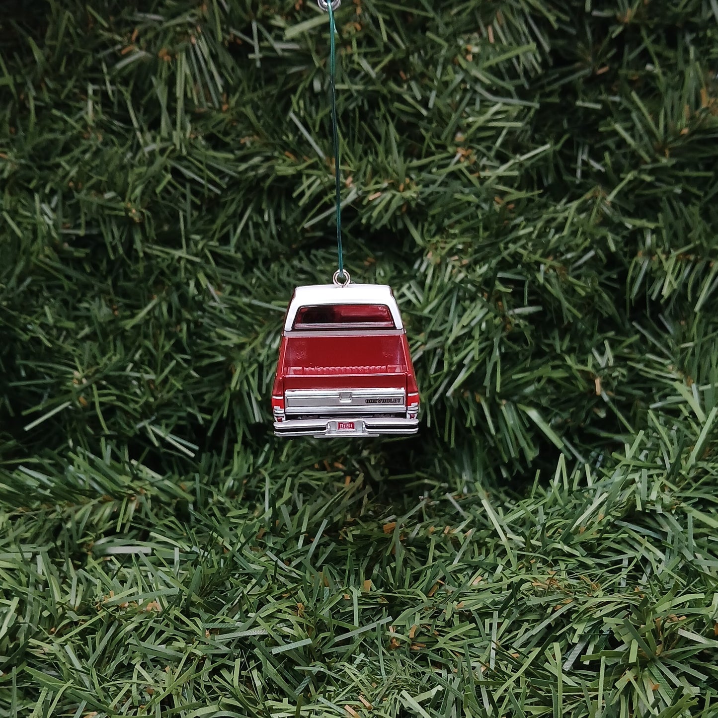 Chevy 1981 C-10 Silverado Ornament Christmas Gift Chevrolet Fleetside Short Bed Truck Carmine Red White