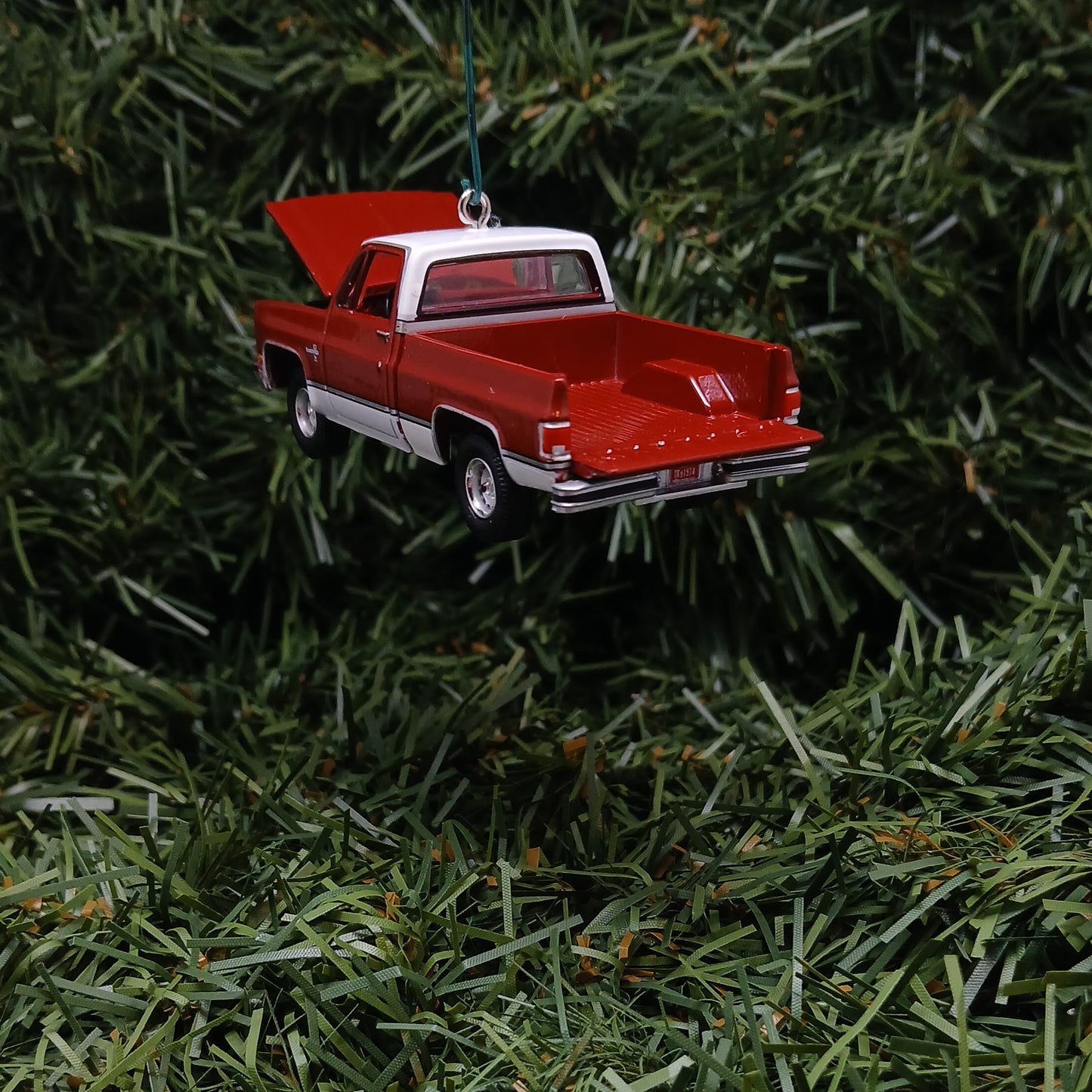 Chevy 1981 C-10 Silverado Ornament Christmas Gift Chevrolet Fleetside Short Bed Truck Carmine Red White