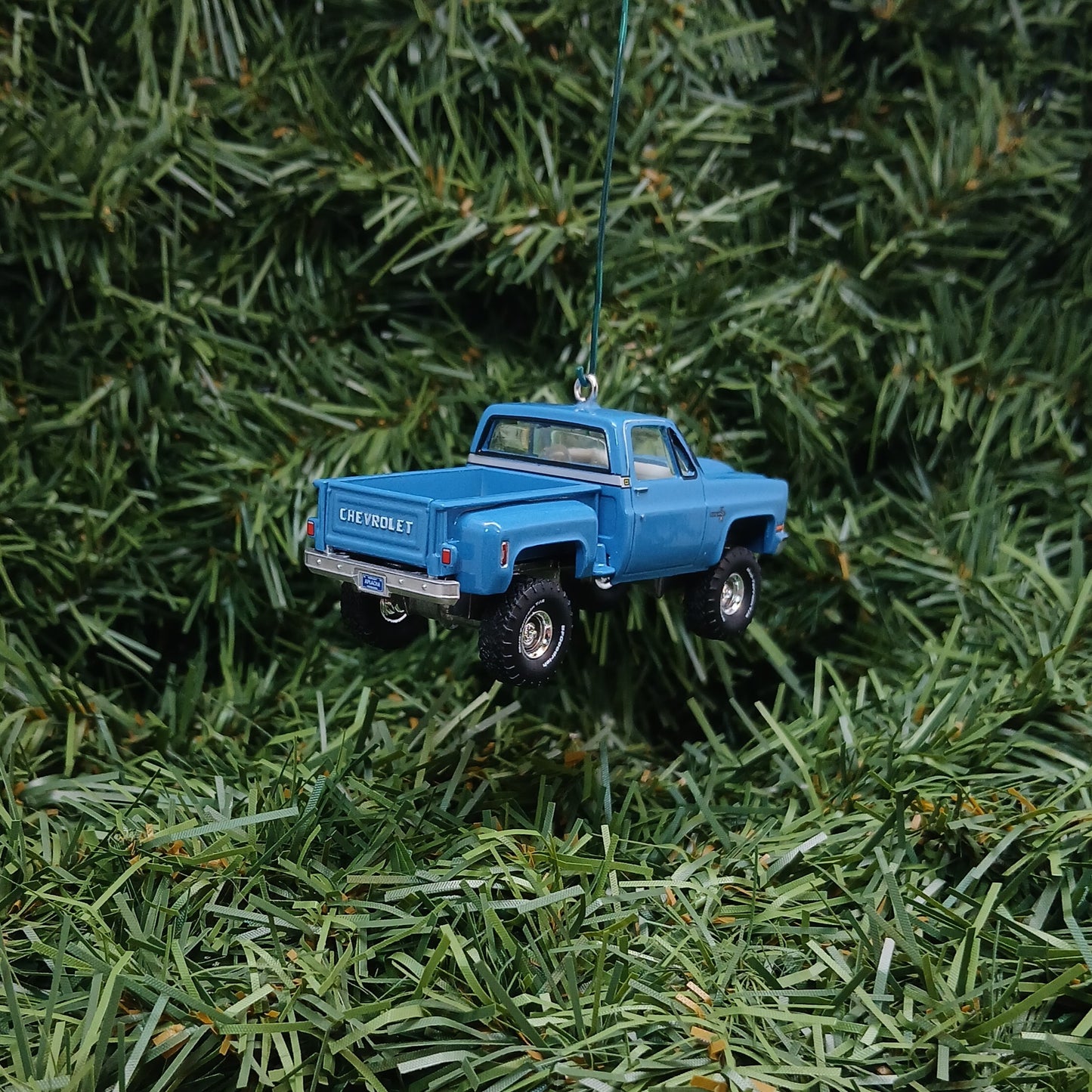 CHEVY SILVERADO Ornament 1981 Christmas Gift Decoration Chevrolet Pickup Truck Medium Blue