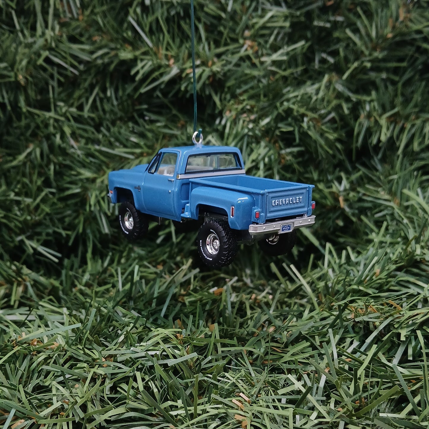 CHEVY SILVERADO Ornament 1981 Christmas Gift Decoration Chevrolet Pickup Truck Medium Blue