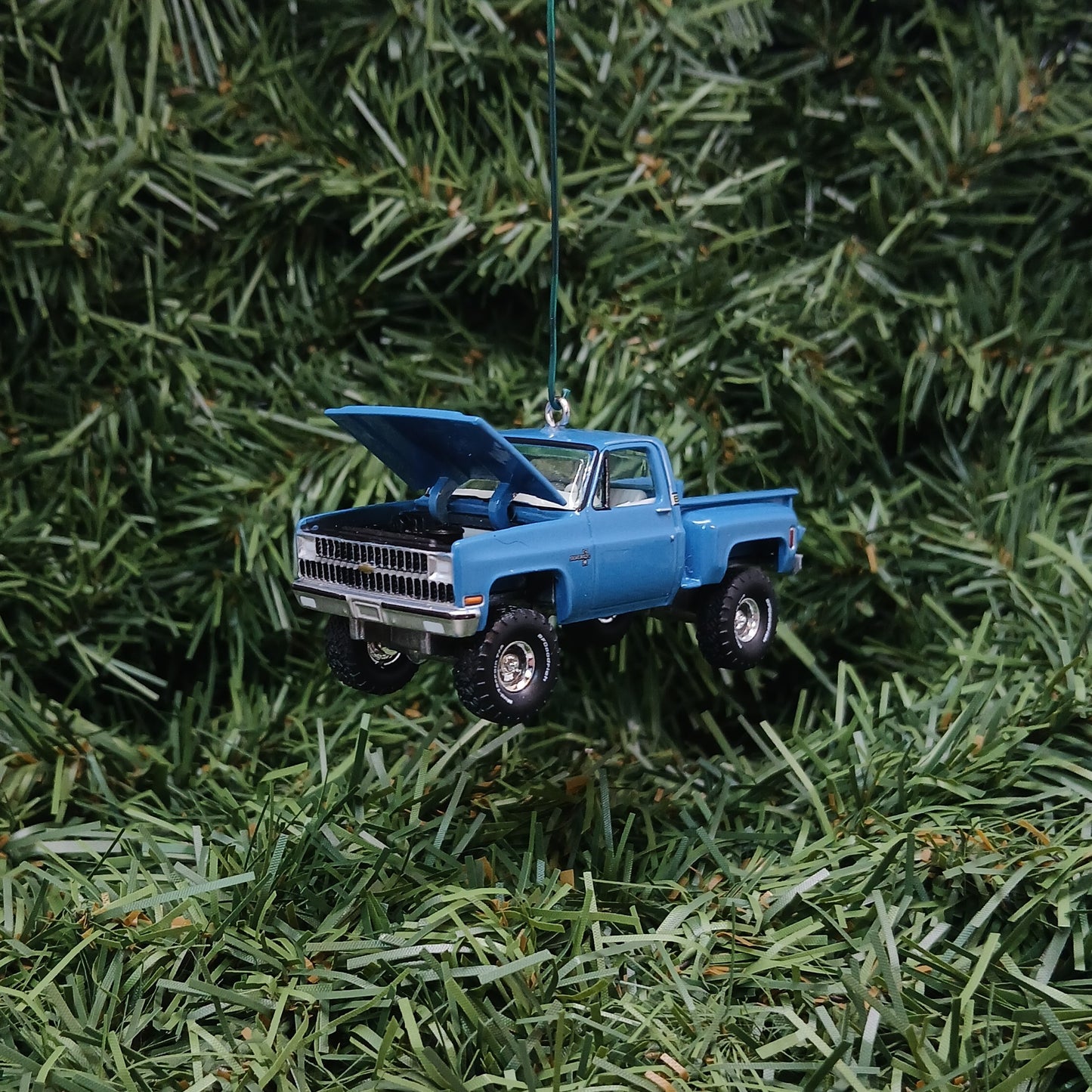 CHEVY SILVERADO Ornament 1981 Christmas Gift Decoration Chevrolet Pickup Truck Medium Blue