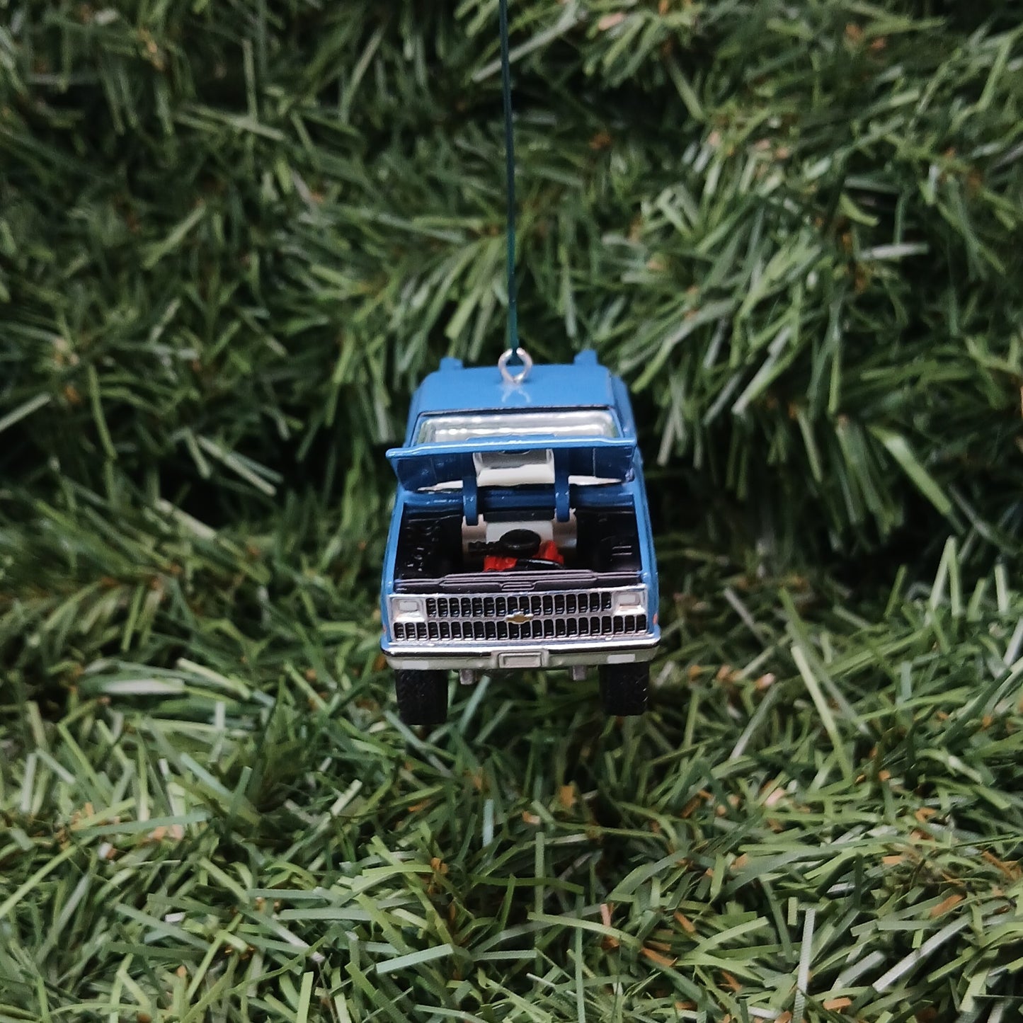 CHEVY SILVERADO Ornament 1981 Christmas Gift Decoration Chevrolet Pickup Truck Medium Blue