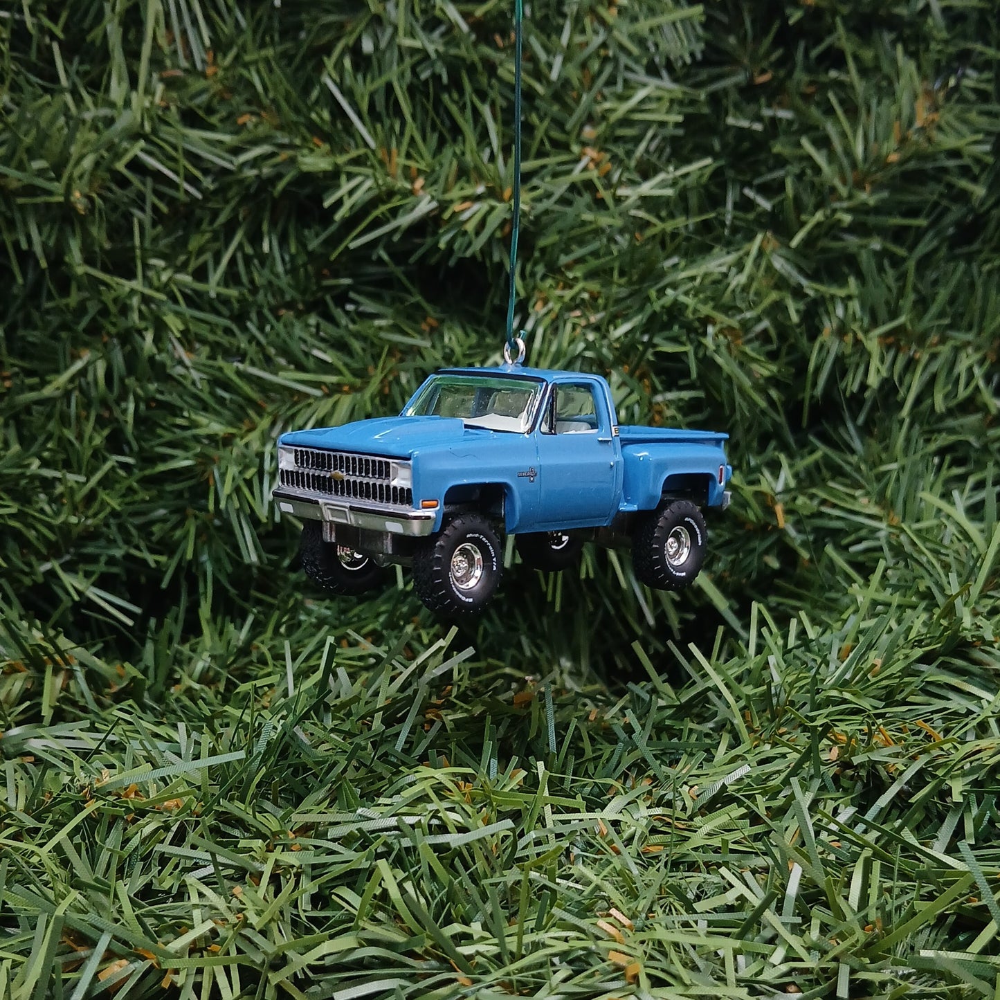 CHEVY SILVERADO Ornament 1981 Christmas Gift Decoration Chevrolet Pickup Truck Medium Blue